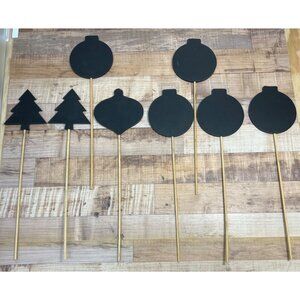 Black Chalkboard Ornament & Tree Shaped Party Picks - Set Of 8